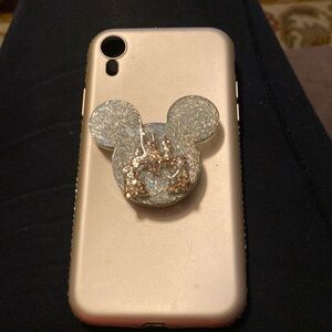 iPhone XR case-Rose ahold with bling Disney Castle pop socket